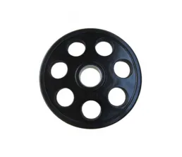 Черна плоча с тежести за щанга със седем дупки с гумено покритие