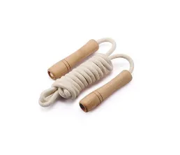 Въже за скачане с памучна дървена дръжка за деца