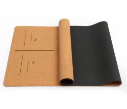 Коркова постелка за йога TPE с лазерни линии за подравняване
