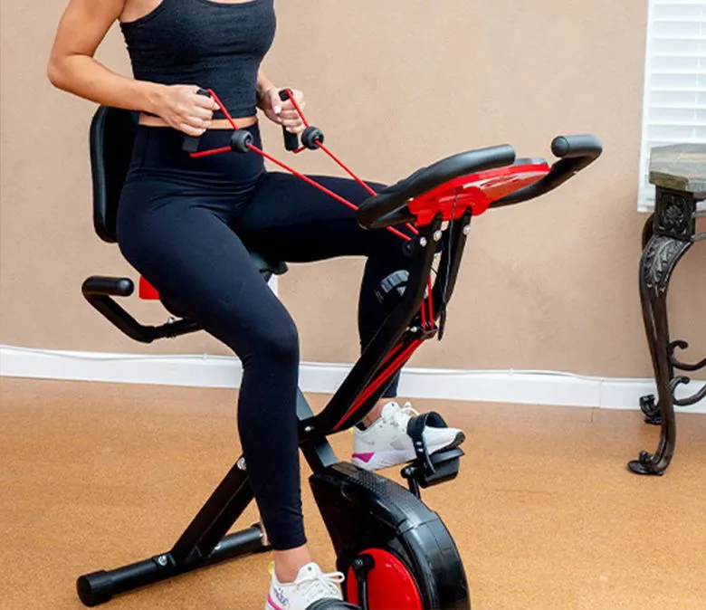 Спестяващ място сгъваем велоергометър