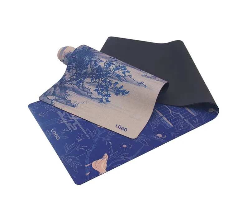 Постелка за йога упражнения от естествен каучук+лен