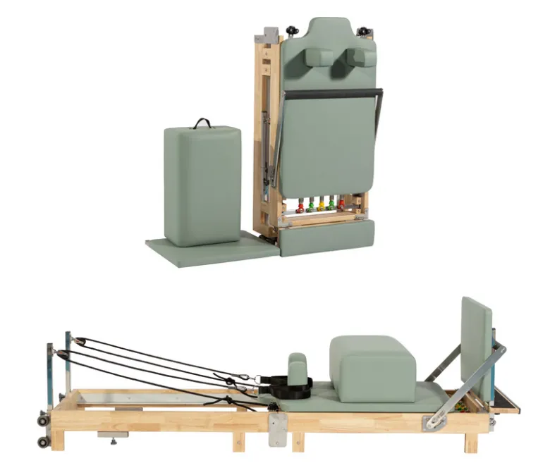 Дървена сгъваема пилатес реформатор у дома