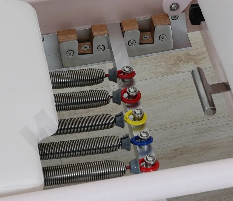 Нов розов стоманен пилатес реформатор с вградена лента за крака